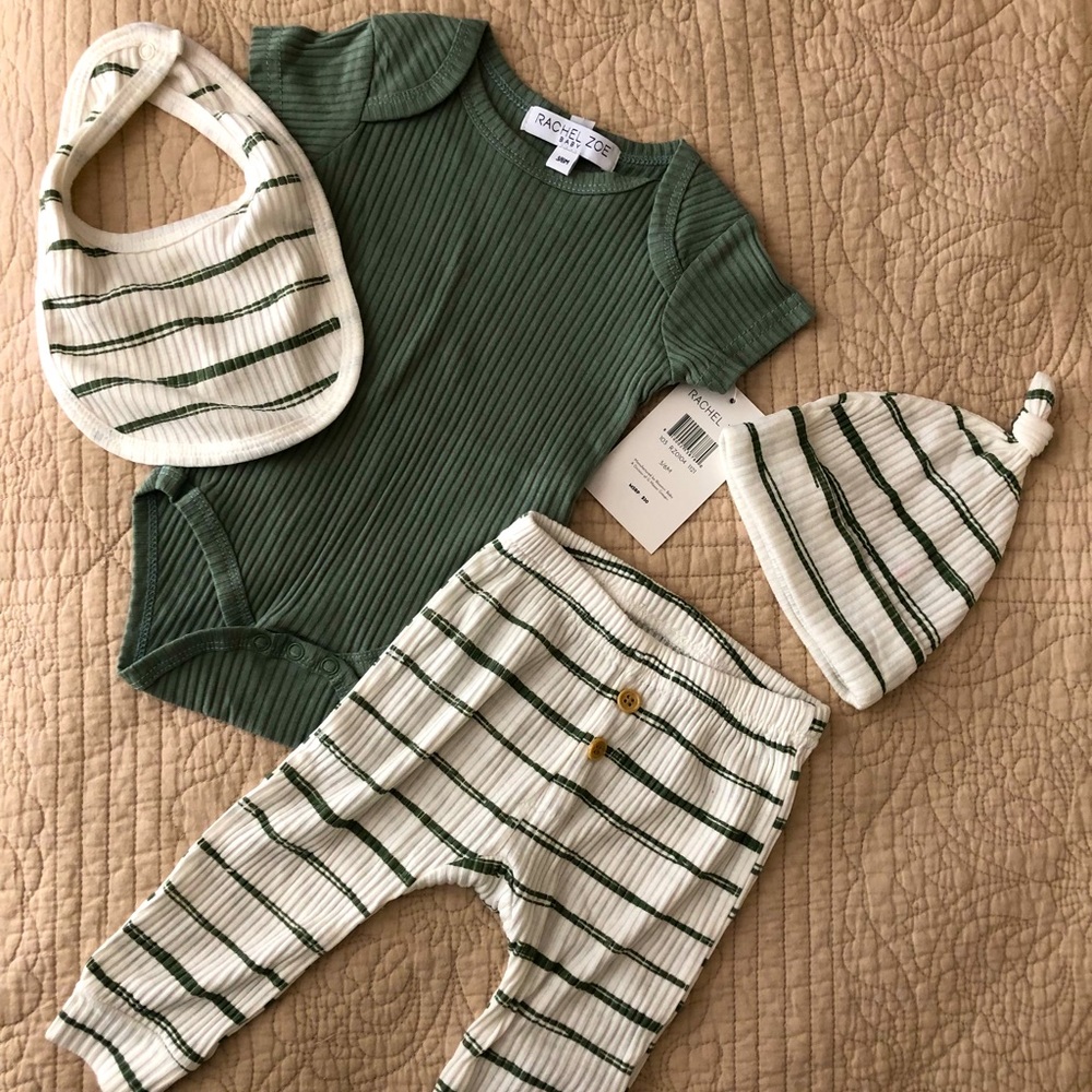 NWT Rachel Zoe Baby - 3/6 month Sage Green Onesie Outfit
